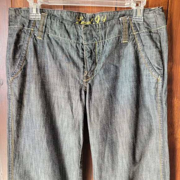 Vintage Anthropologie Level 99 Women 28 Low Rise Flare Jeans Wide Hem Distressed - Picture 6 of 13